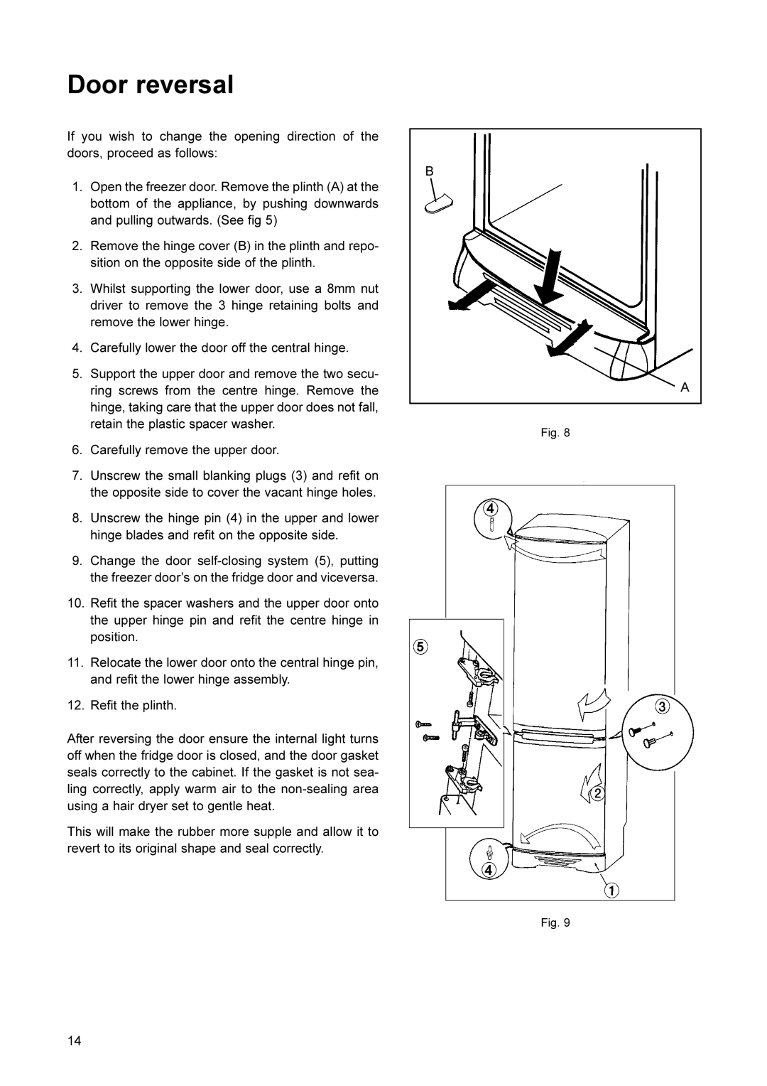 Zanussi ZCFF7/5W manual Door reversal 