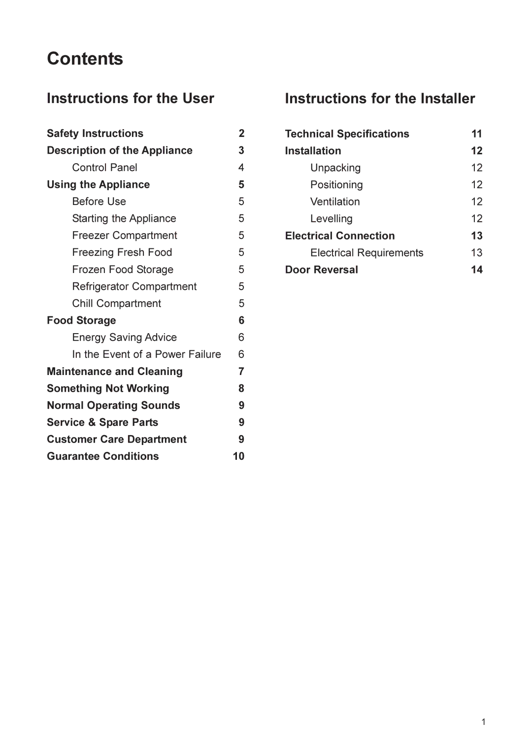 Zanussi ZCFF7/5W manual Contents 