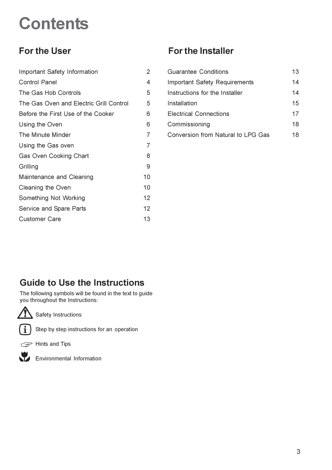 Zanussi ZCG 640, ZCG 641 manual Contents 