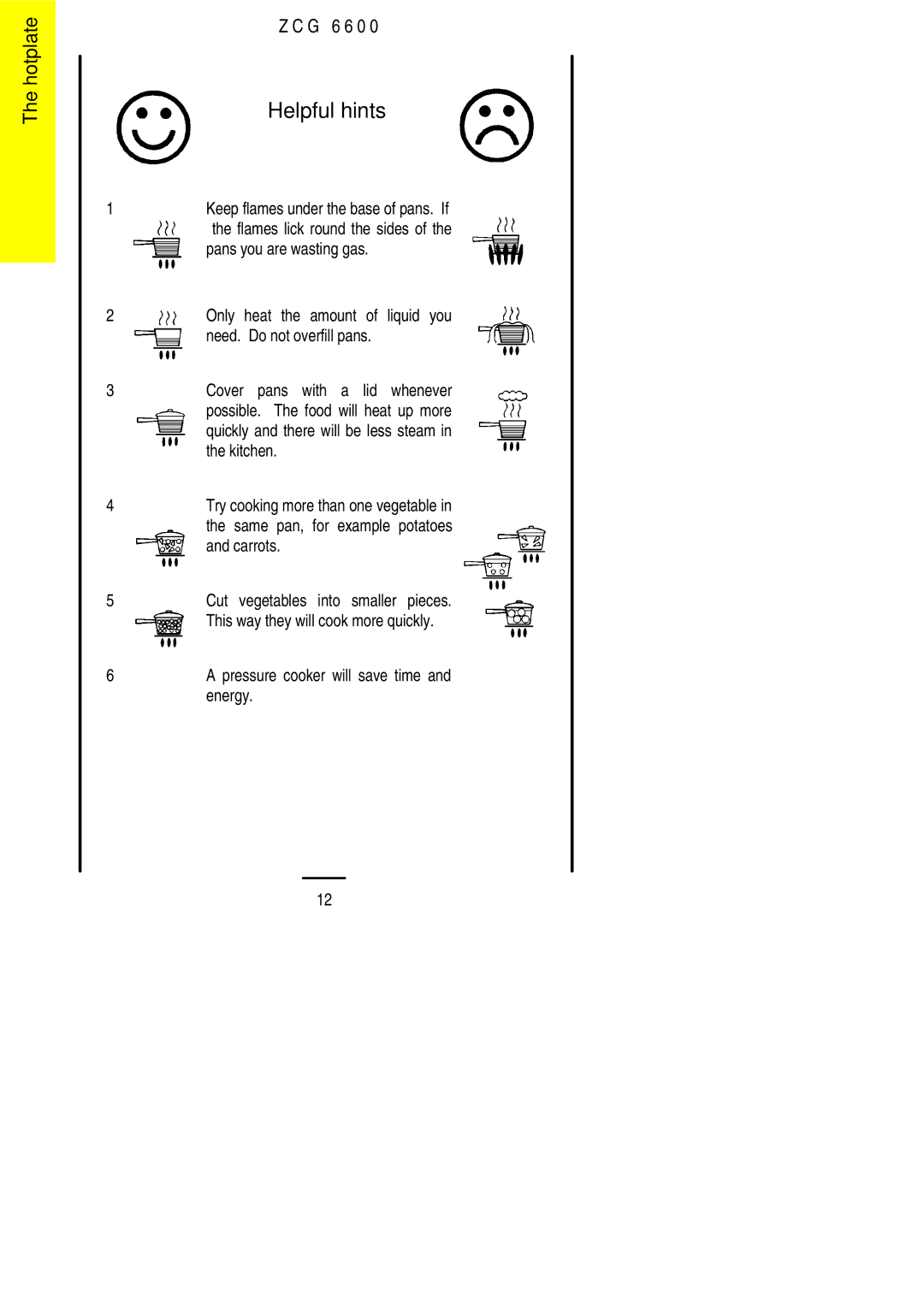 Zanussi ZCG 6600 manual Helpful hints 