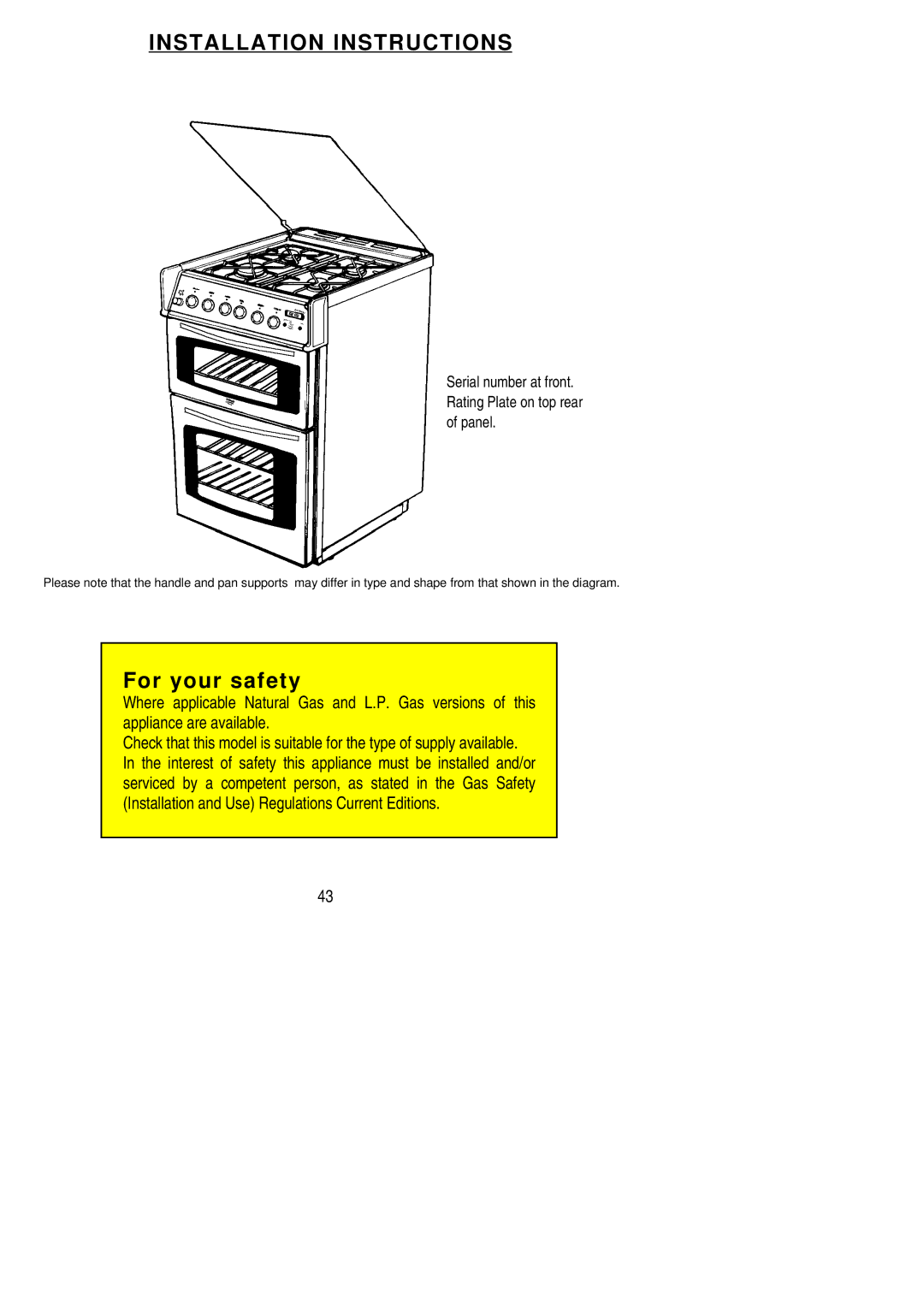 Zanussi ZCG 7551X manual Installation Instructions 