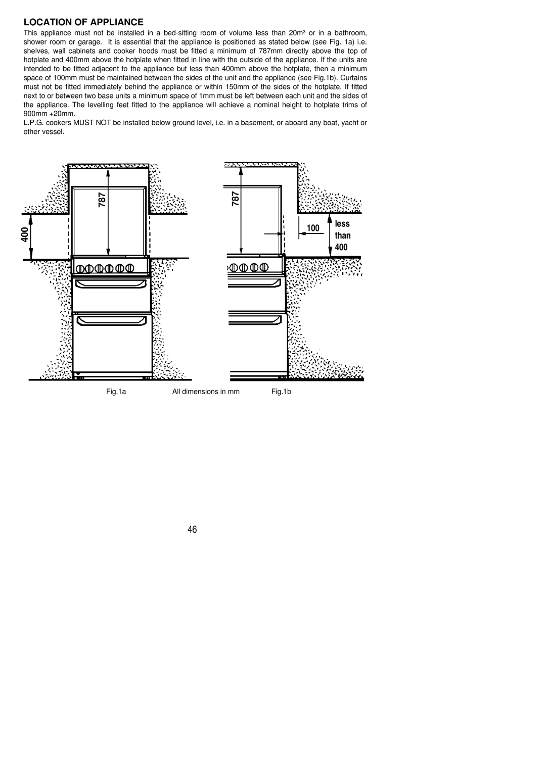 Zanussi ZCG 7551X manual Location of Appliance 