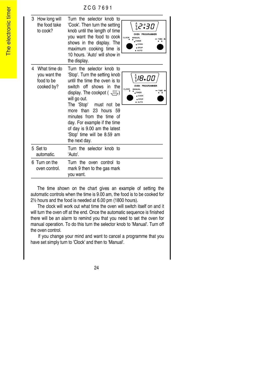 Zanussi ZCG 7691 G 7 6 9 How long will, Food take, To cook?, What time do Turn the selector knob to You want, Food to be 