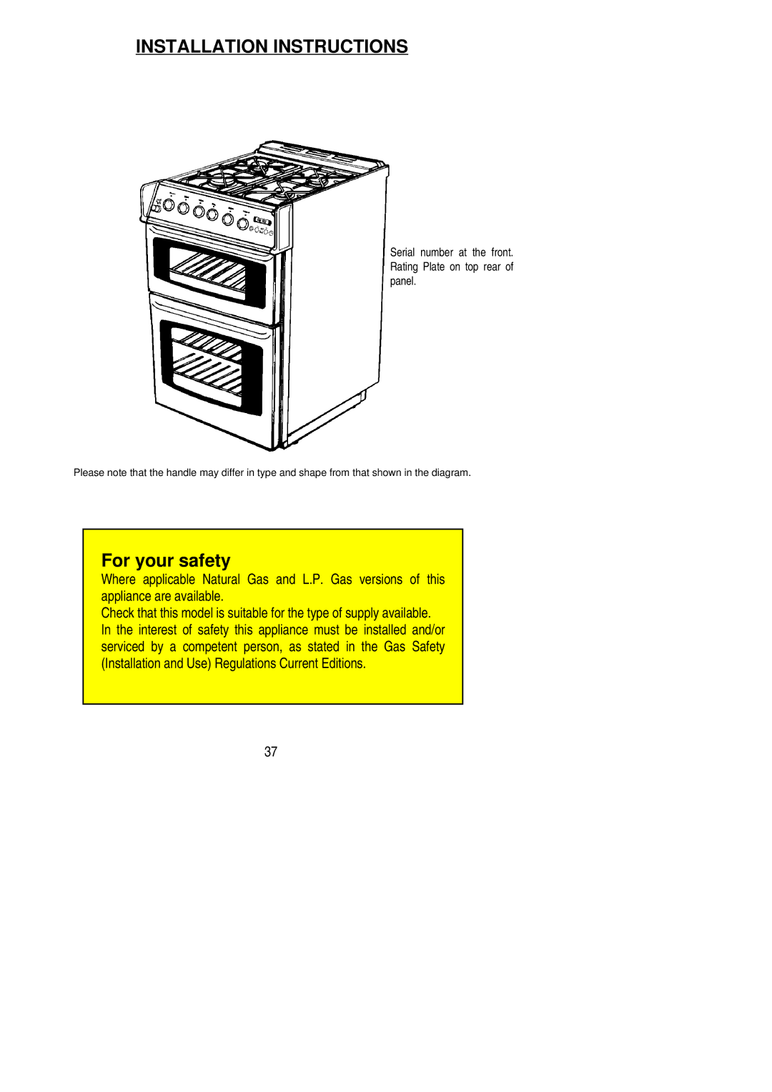 Zanussi ZCG 7701X manual Installation Instructions 