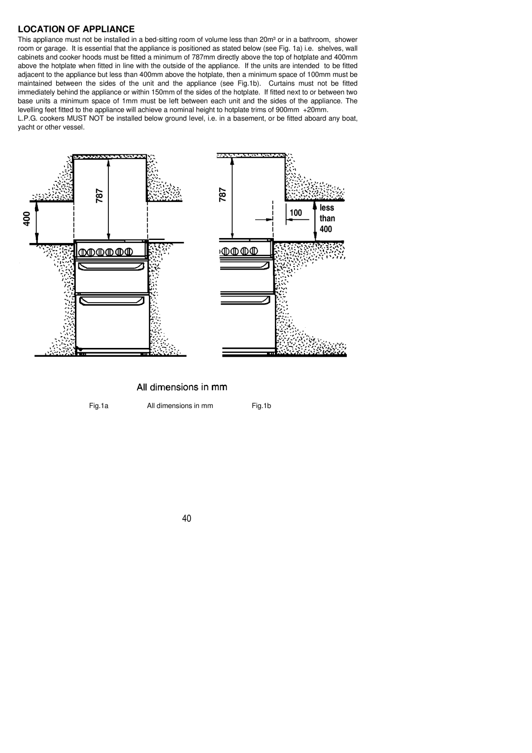 Zanussi ZCG 7701X manual Location of Appliance 