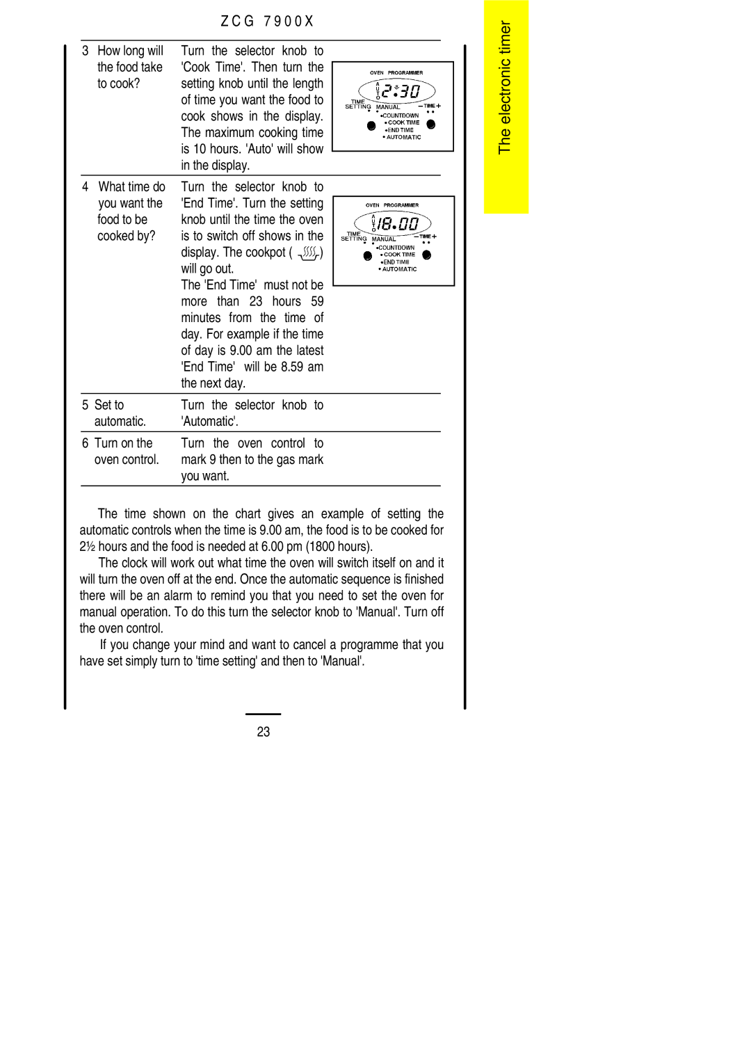 Zanussi ZCG 7900X manual G 7 9 0 0 How long will Turn the selector knob to Food take, To cook?, Food to be, Cooked by? 