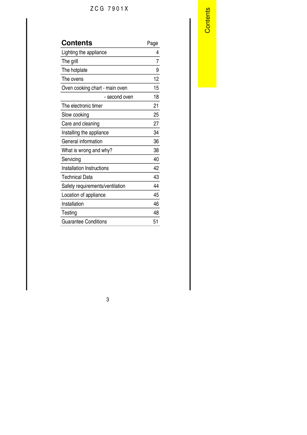 Zanussi ZCG 7901X manual Contents 