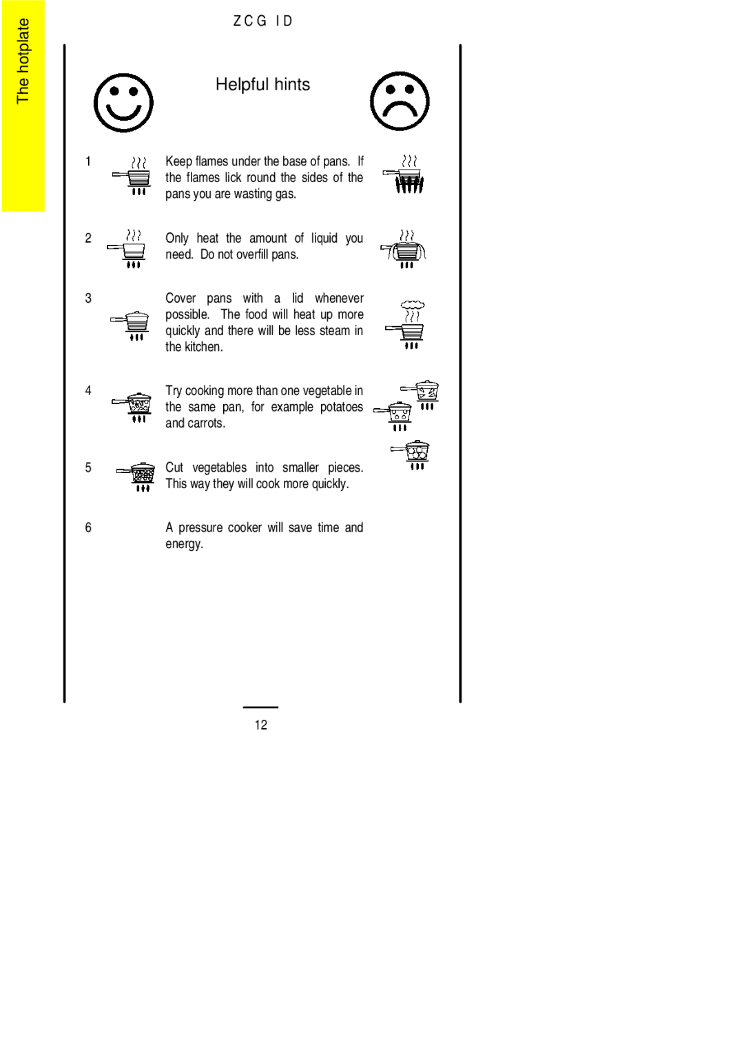 Zanussi ZCG ID manual Helpful hints 