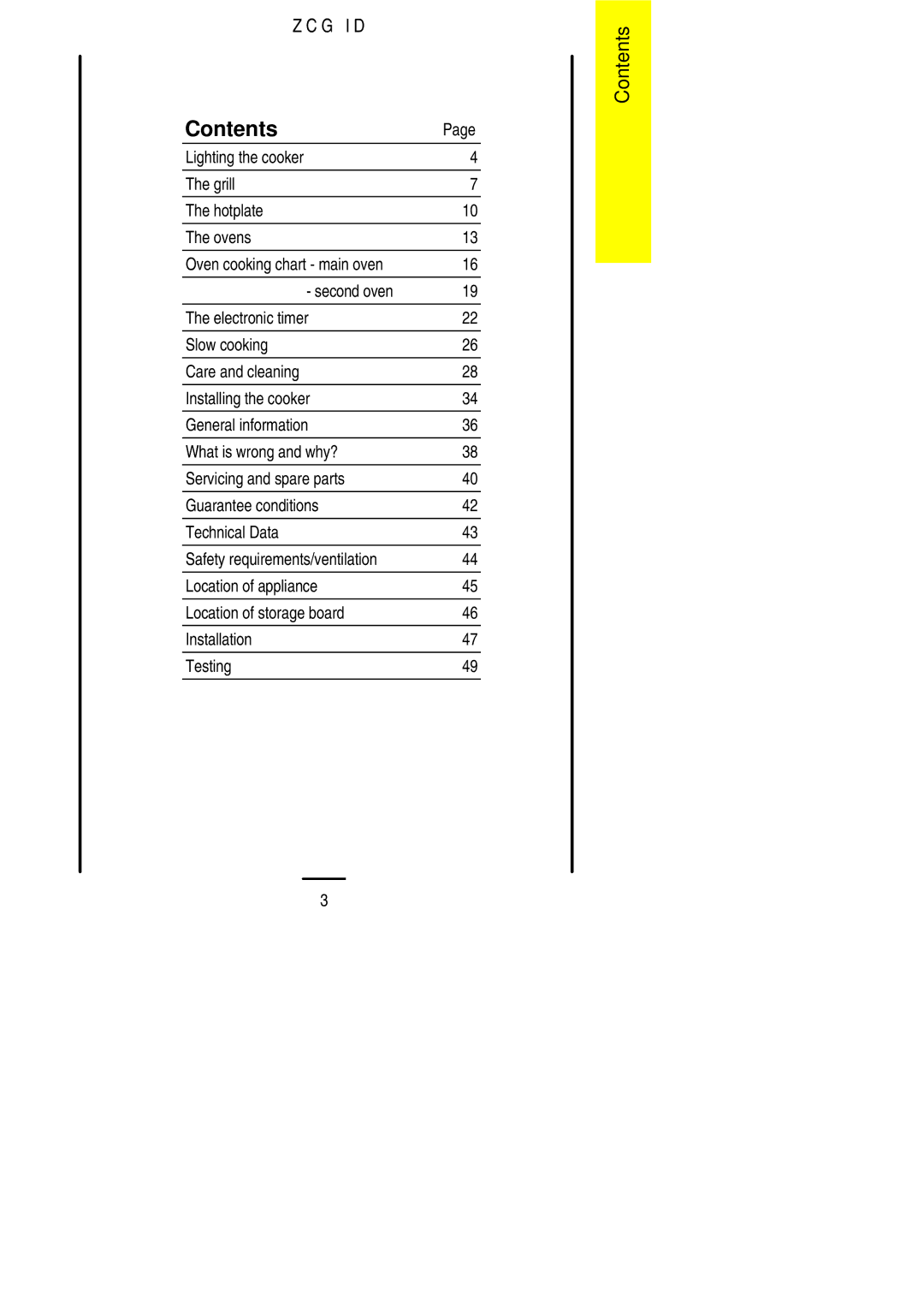 Zanussi ZCG ID manual Contents 