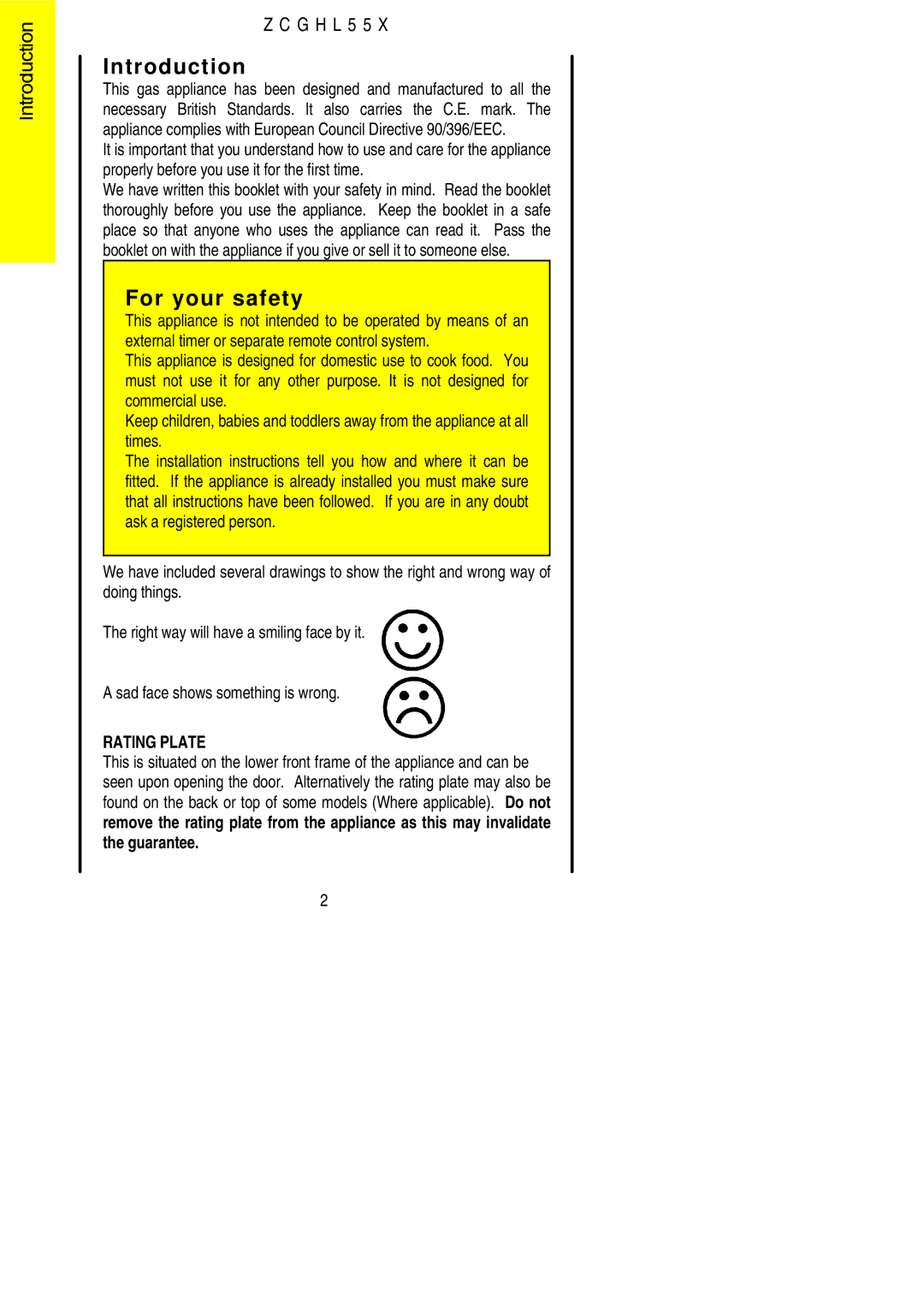 Zanussi ZCGHL55X manual Introduction, For your safety 