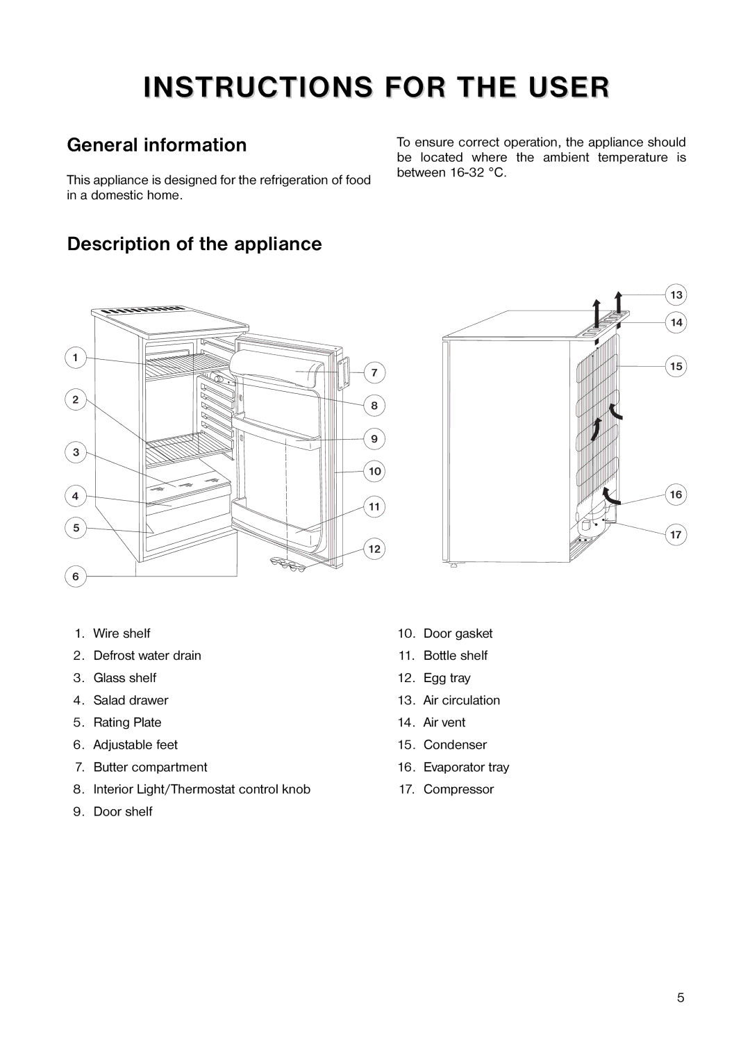 Zanussi ZCL 56 manual General information, Description of the appliance 