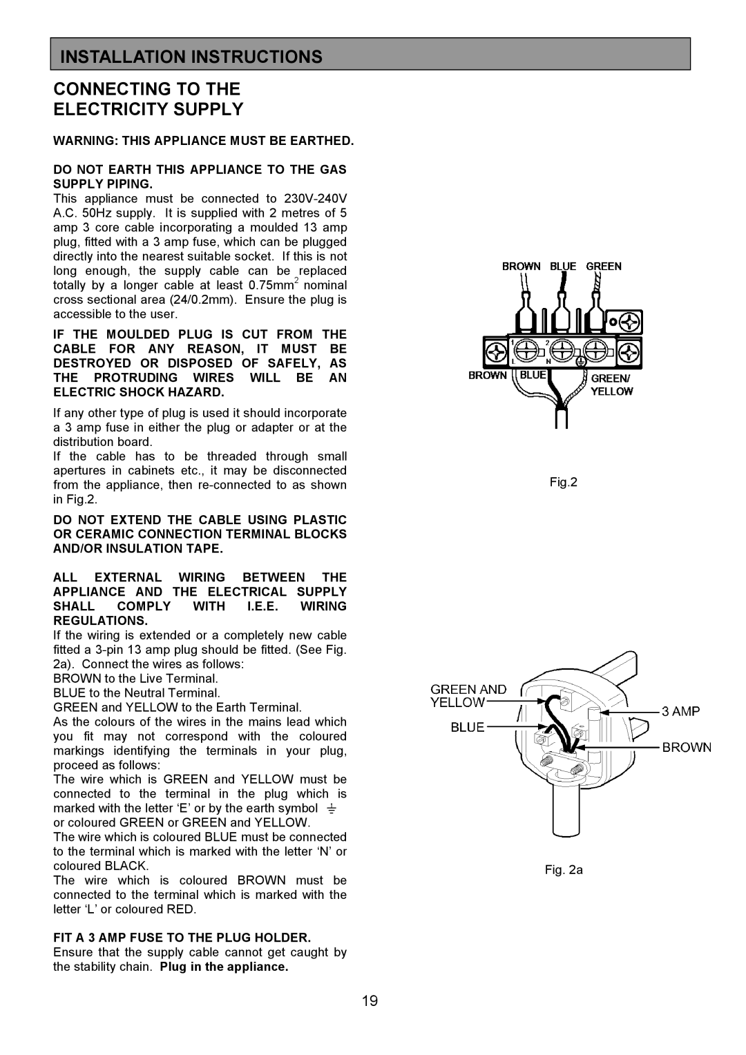 Zanussi ZCM 1000X manual Installation Instructions Connecting to Electricity Supply 