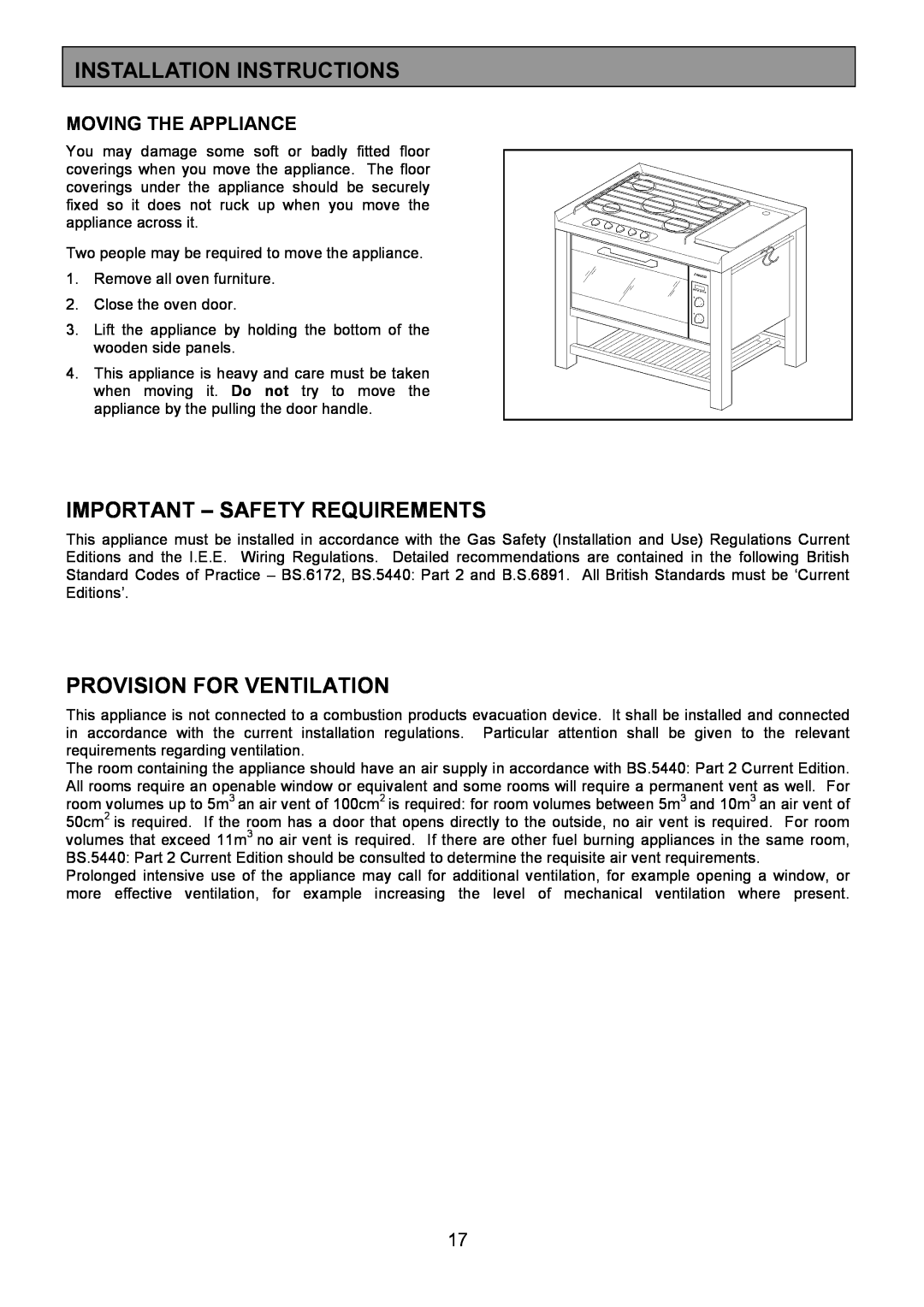 Zanussi ZCM 1000X manual Important - Safety Requirements, Provision For Ventilation, Moving The Appliance 