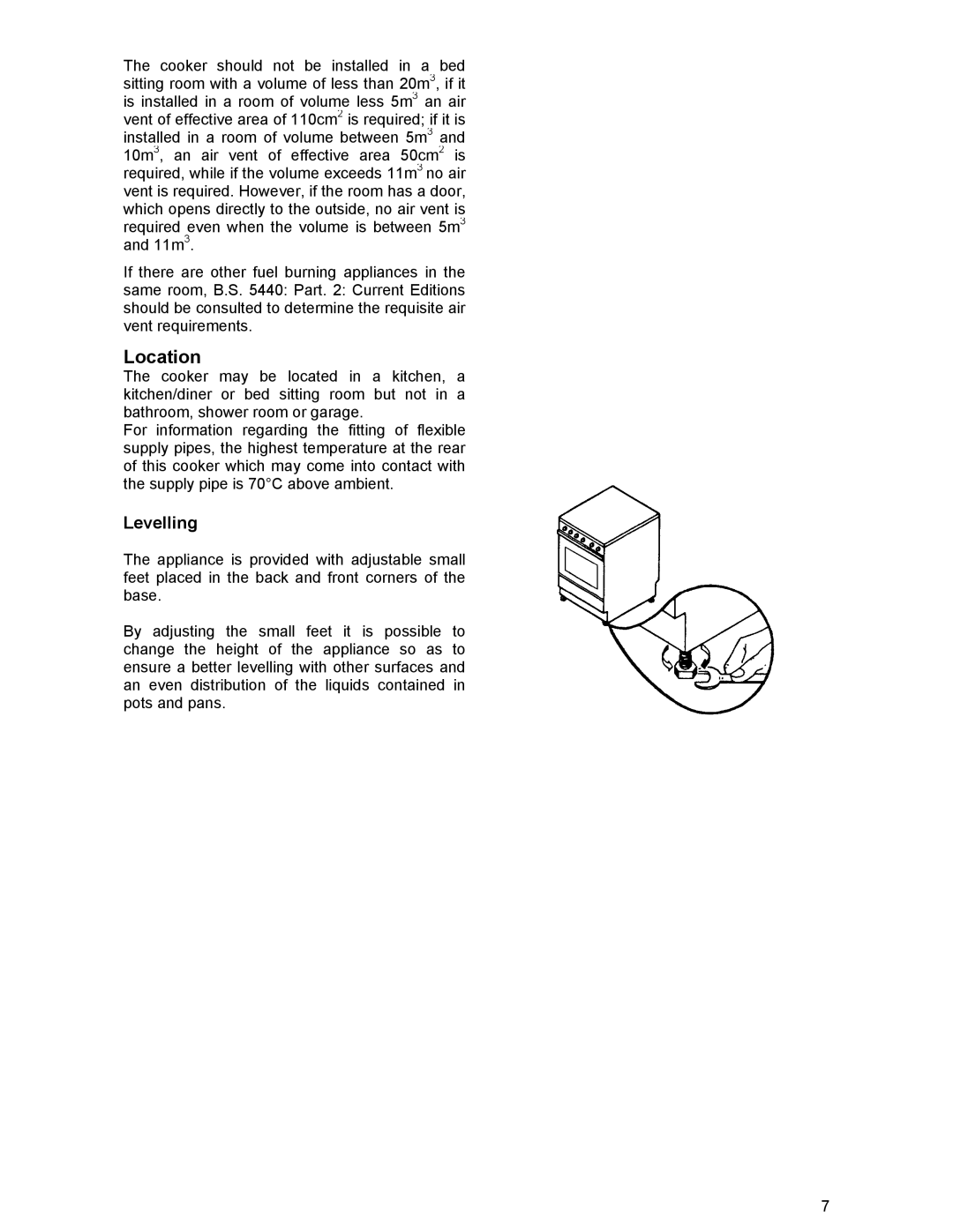 Zanussi ZCM 531 GB manual Location, Levelling 