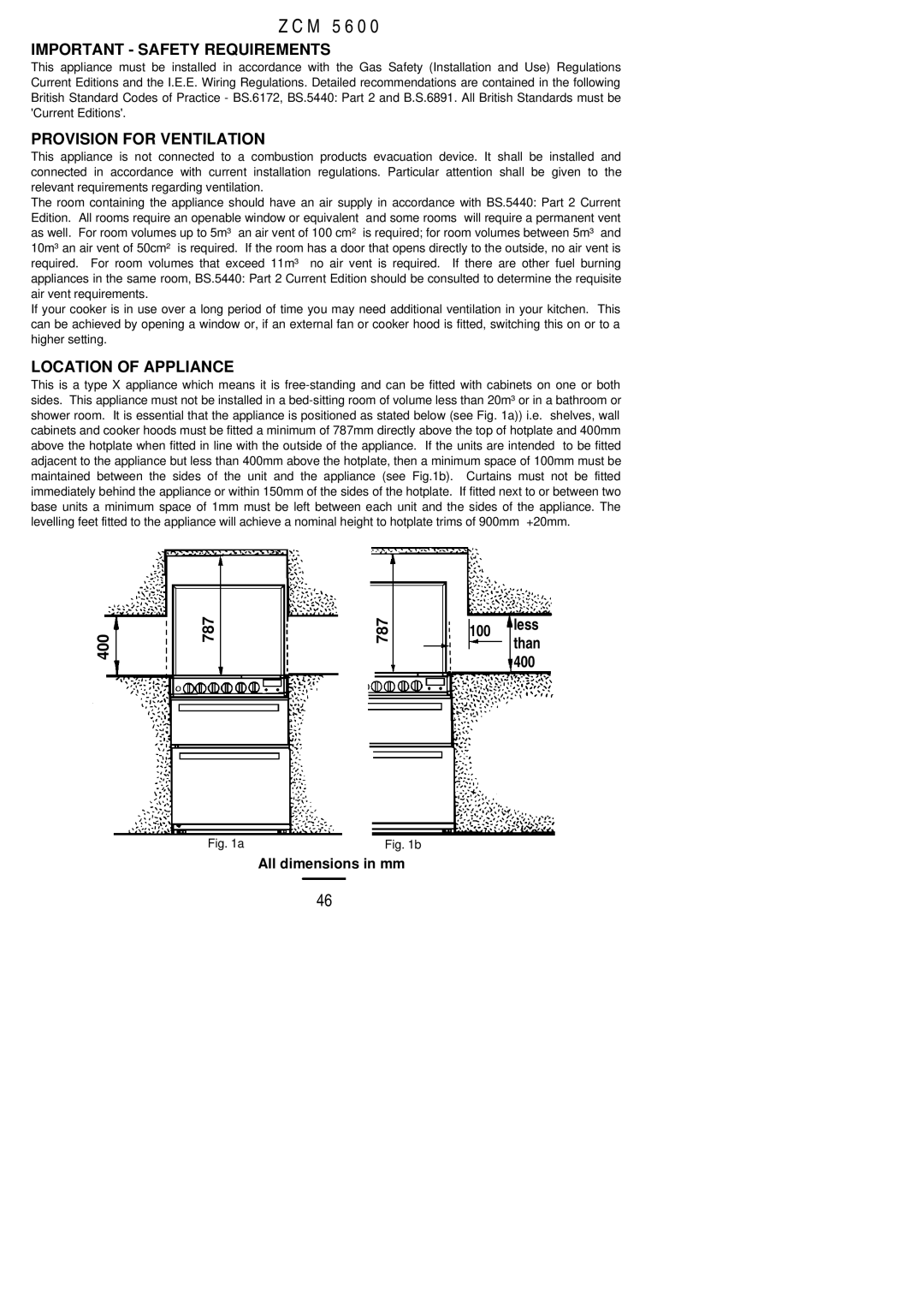 Zanussi ZCM 5600 manual Important Safety Requirements 