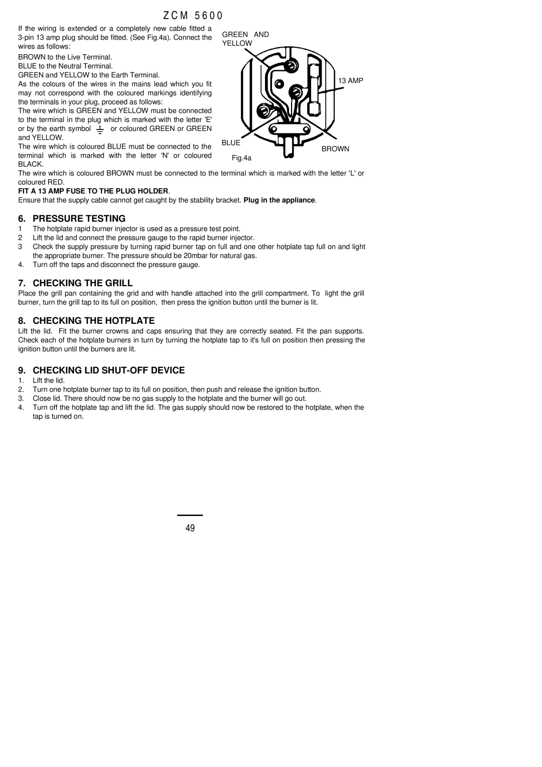 Zanussi ZCM 5600 manual Pressure Testing 