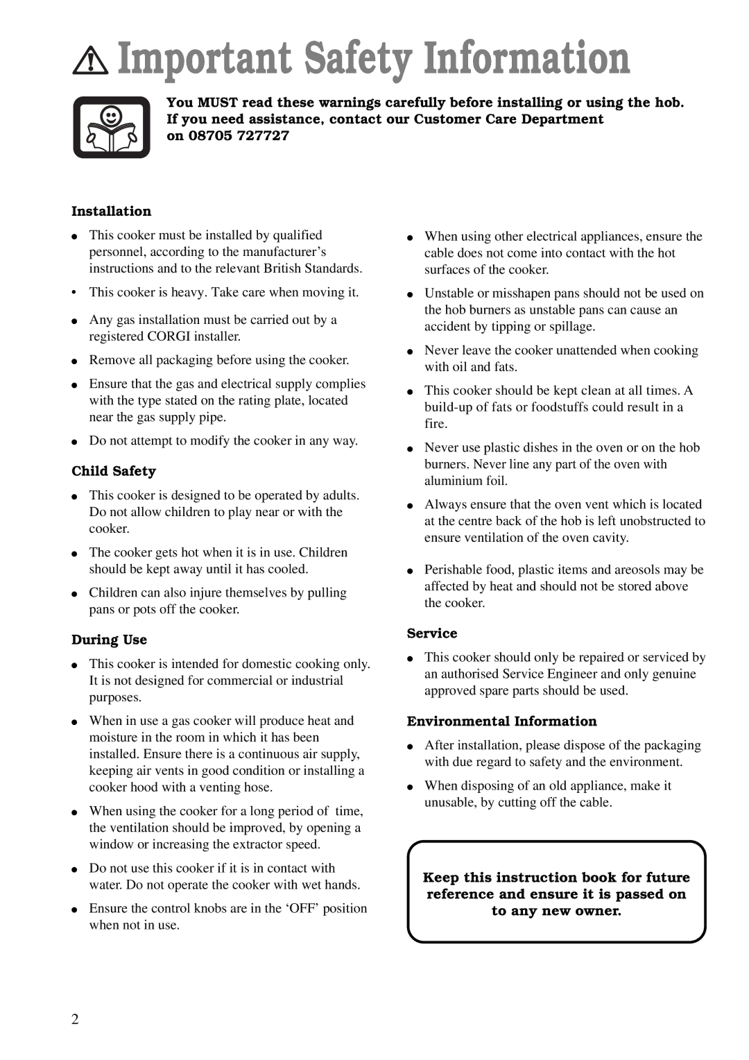 Zanussi ZCM 600 W, ZCM 610 X Important Safety Information, Child Safety, During Use, Service, Environmental Information 