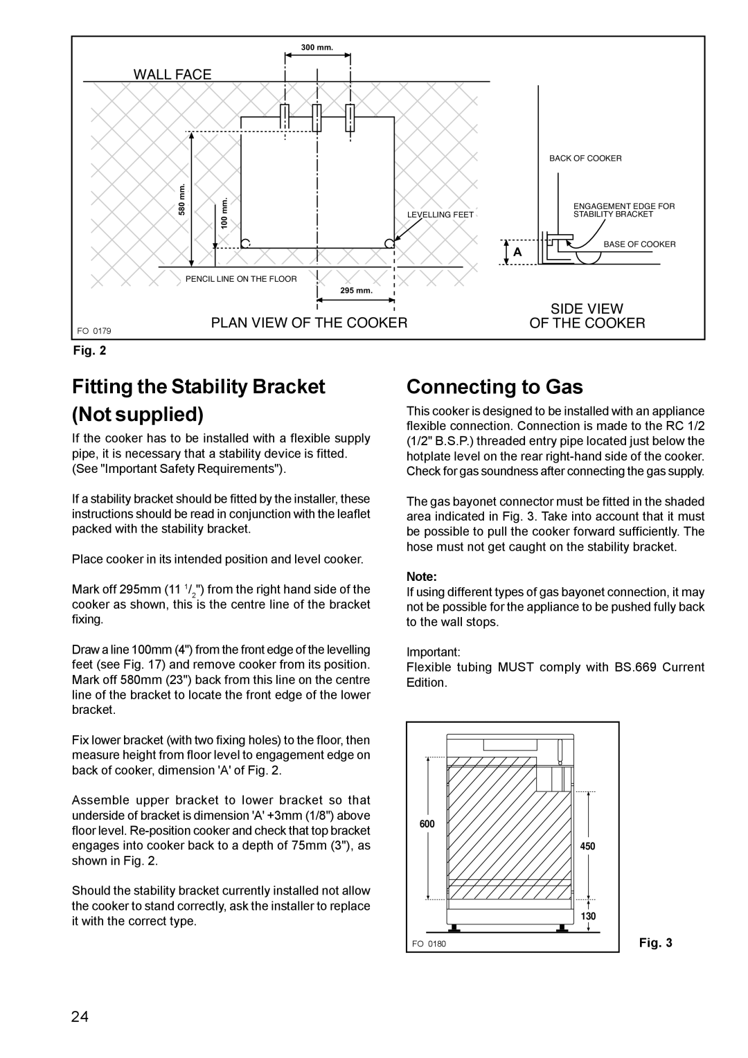 Zanussi ZCM 610, ZCM 600 manual Fitting the Stability Bracket Not supplied, Connecting to Gas 