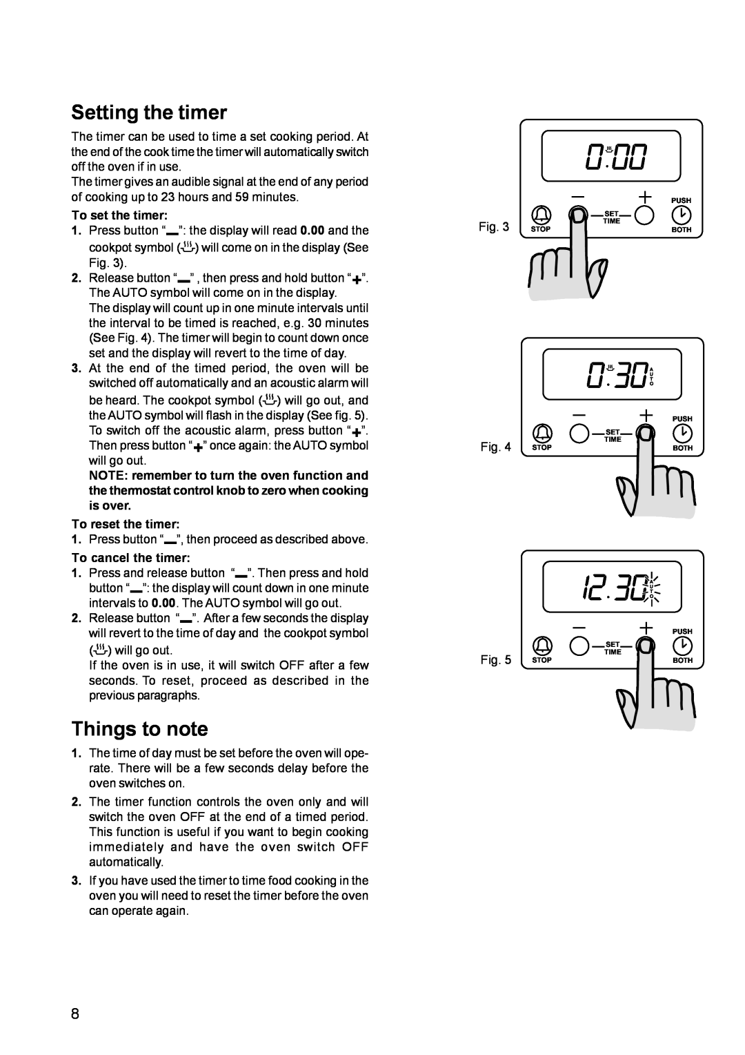 Zanussi ZCM 611 manual Setting the timer, Things to note 