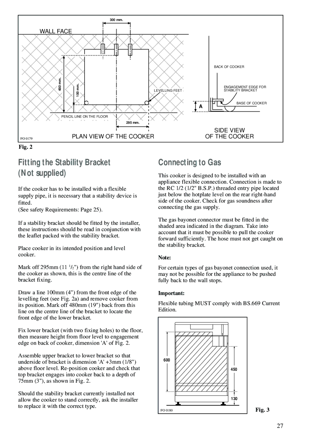 Zanussi ZCM 620 X manual Connecting to Gas, Wall Face 