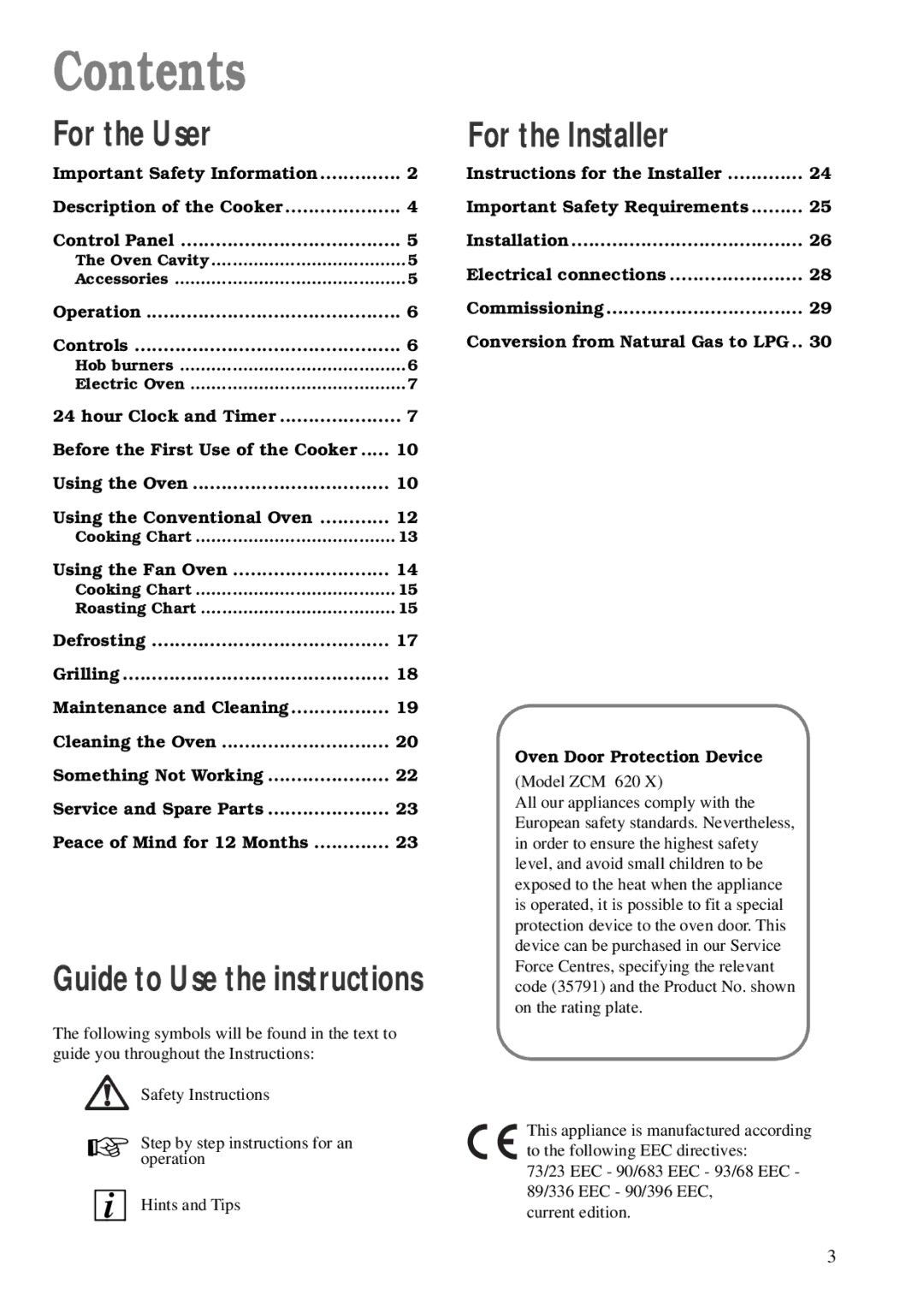 Zanussi ZCM 620 X manual Contents 