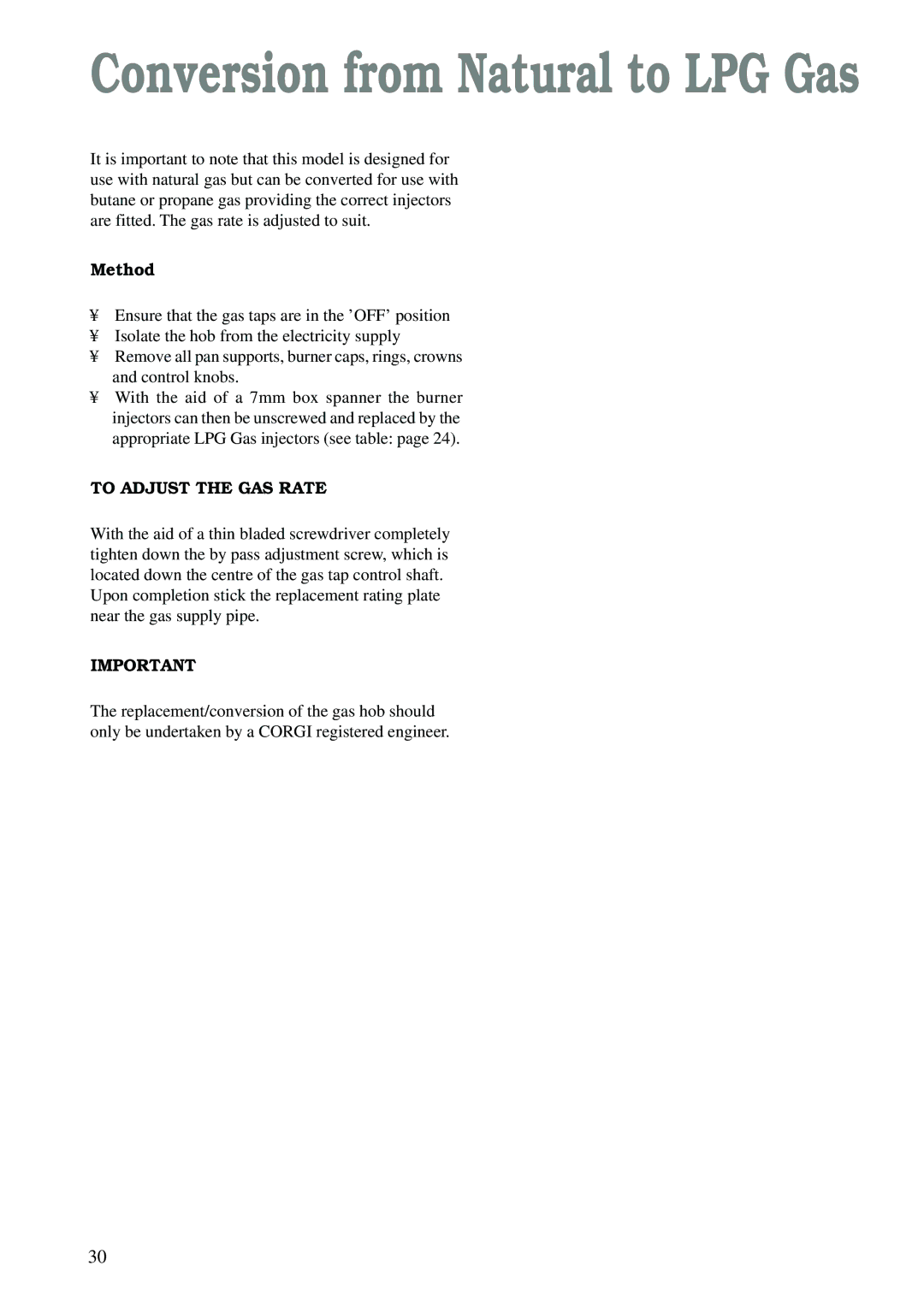 Zanussi ZCM 620 X manual Method, To Adjust the GAS Rate 