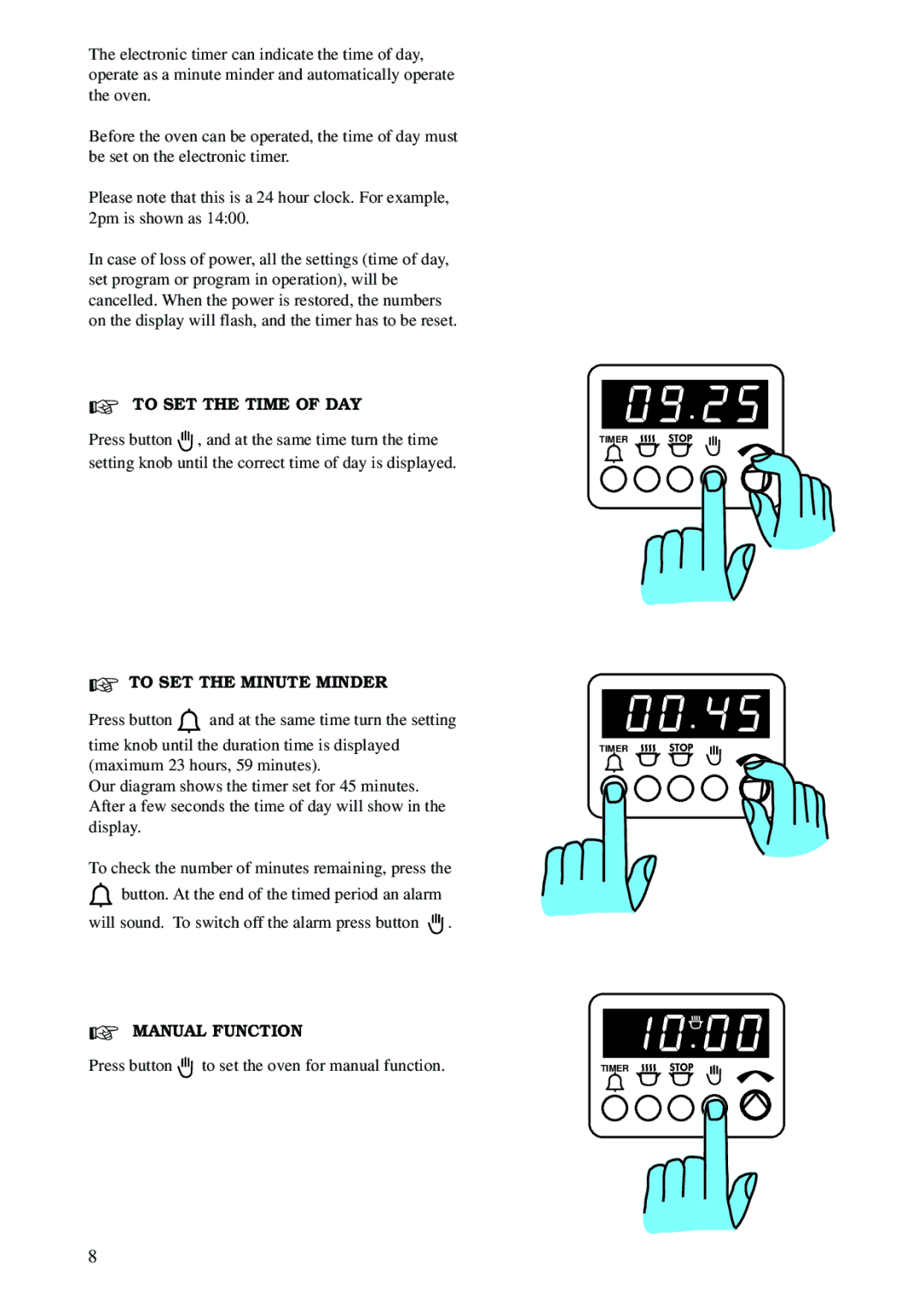 Zanussi ZCM 620 X manual To SET the Time of DAY, To SET the Minute Minder, Manual Function 