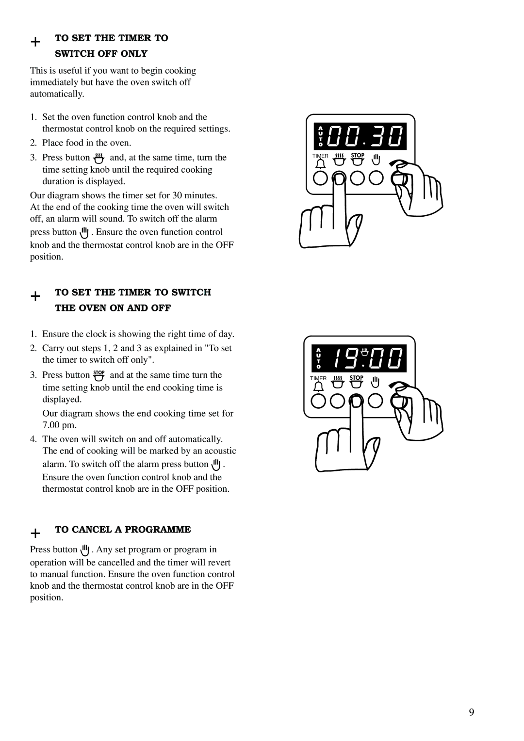 Zanussi ZCM 620 X manual To SET the Timer to Switch OFF only, To SET the Timer to Switch the Oven on and OFF 