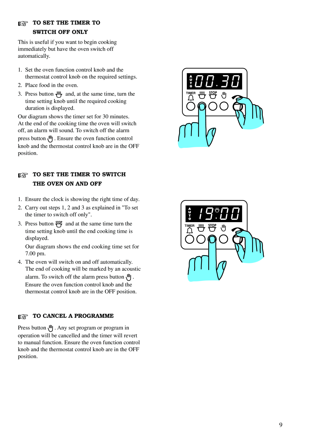 Zanussi ZCM 620 X manual To Set The Timer To Switch Off Only, To Set The Timer To Switch The Oven On And Off 