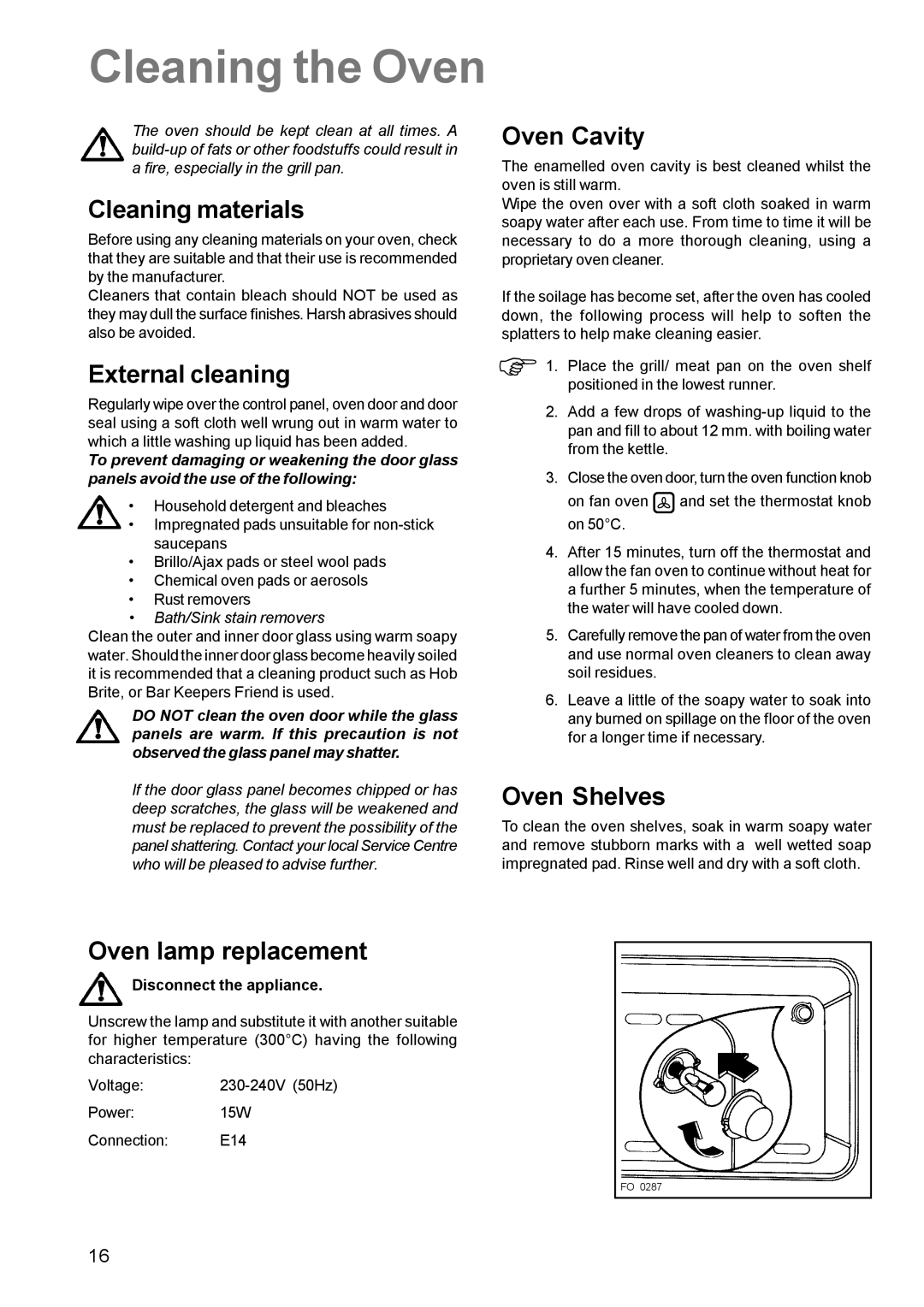 Zanussi ZCM 631 manual Cleaning the Oven 