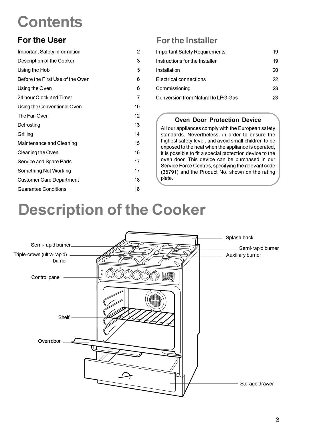 Zanussi ZCM 631 manual Contents, Description of the Cooker 