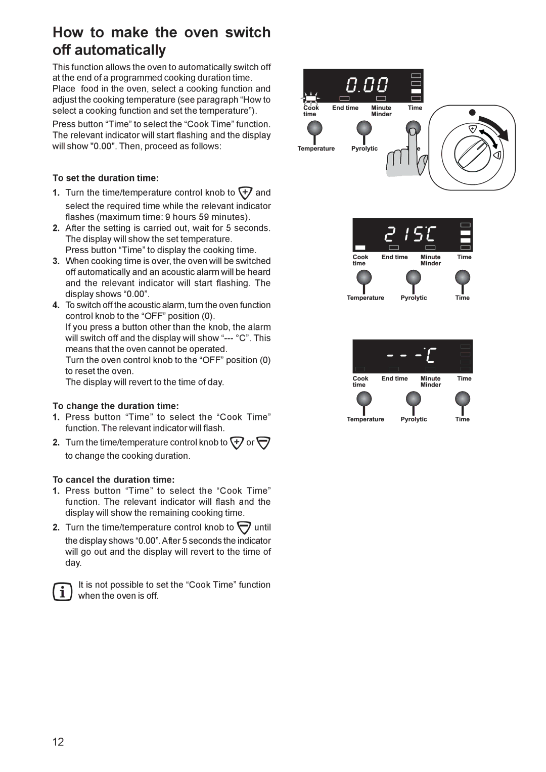 Zanussi ZCM 650 manual How to make the oven switch off automatically, To set the duration time, To change the duration time 