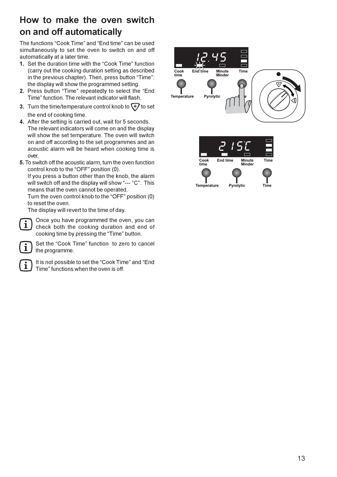 Zanussi ZCM 651, ZCM 650 manual How to make the oven switch on and off automatically 