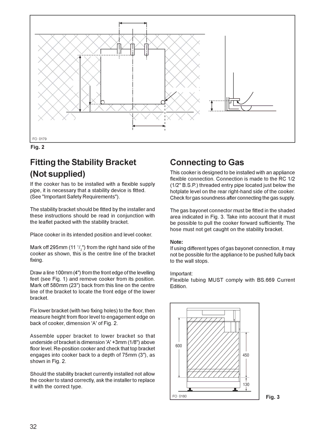 Zanussi ZCM 650, ZCM 651 manual Fitting the Stability Bracket Not supplied, Connecting to Gas 