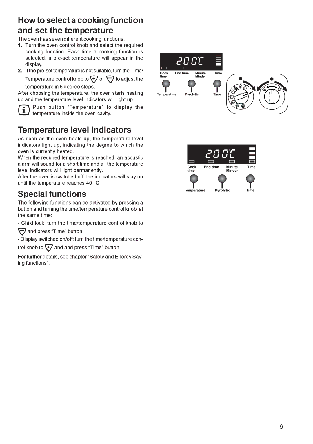 Zanussi ZCM 651, ZCM 650 manual Temperature level indicators, Special functions 