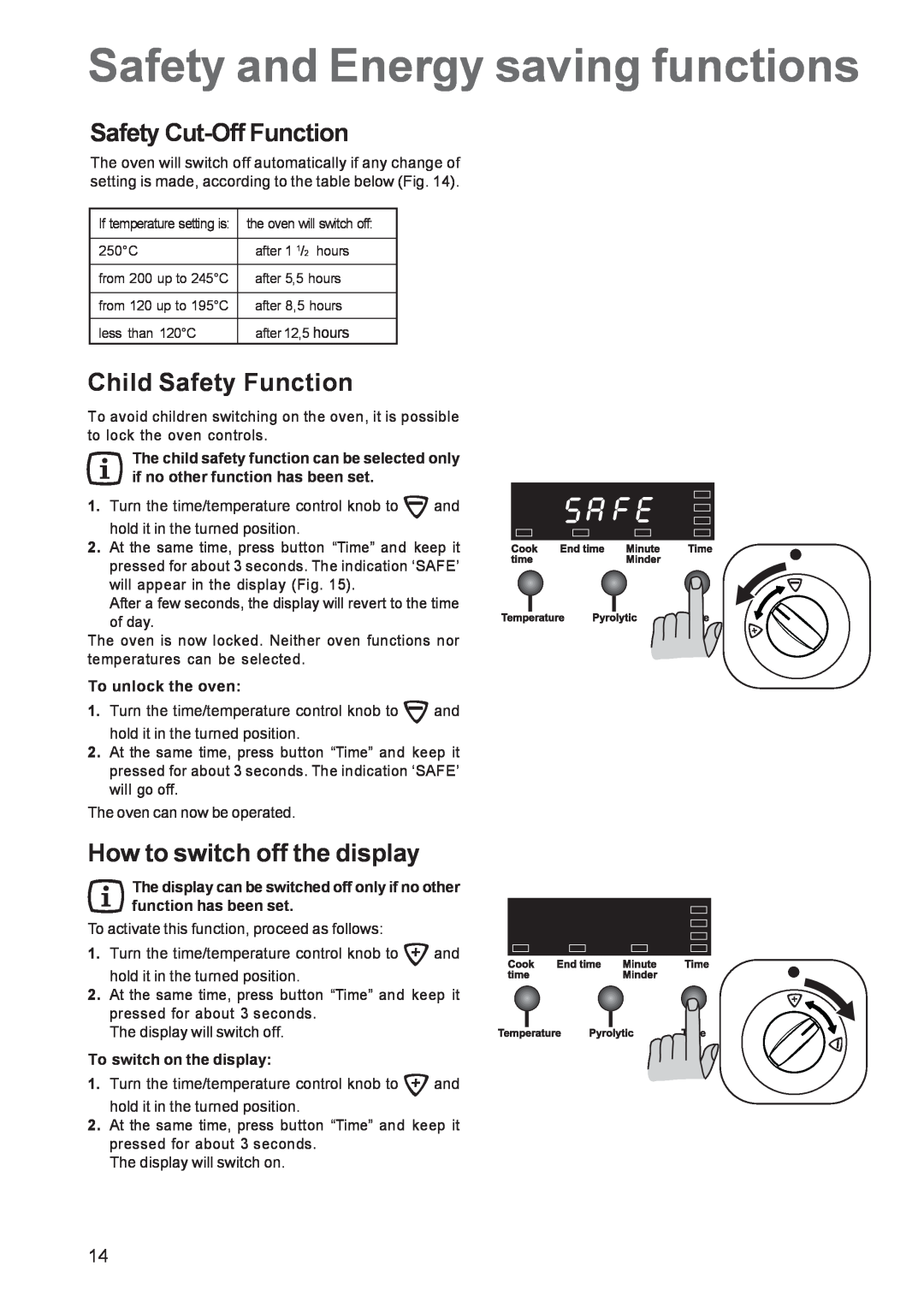Zanussi ZCM 650 ZCM 651 manual Safety and Energy saving functions, Safety Cut-Off Function, Child Safety Function 