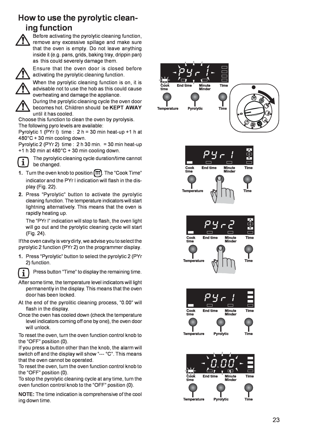 Zanussi ZCM 650 ZCM 651 manual How to use the pyrolytic clean- ing function 