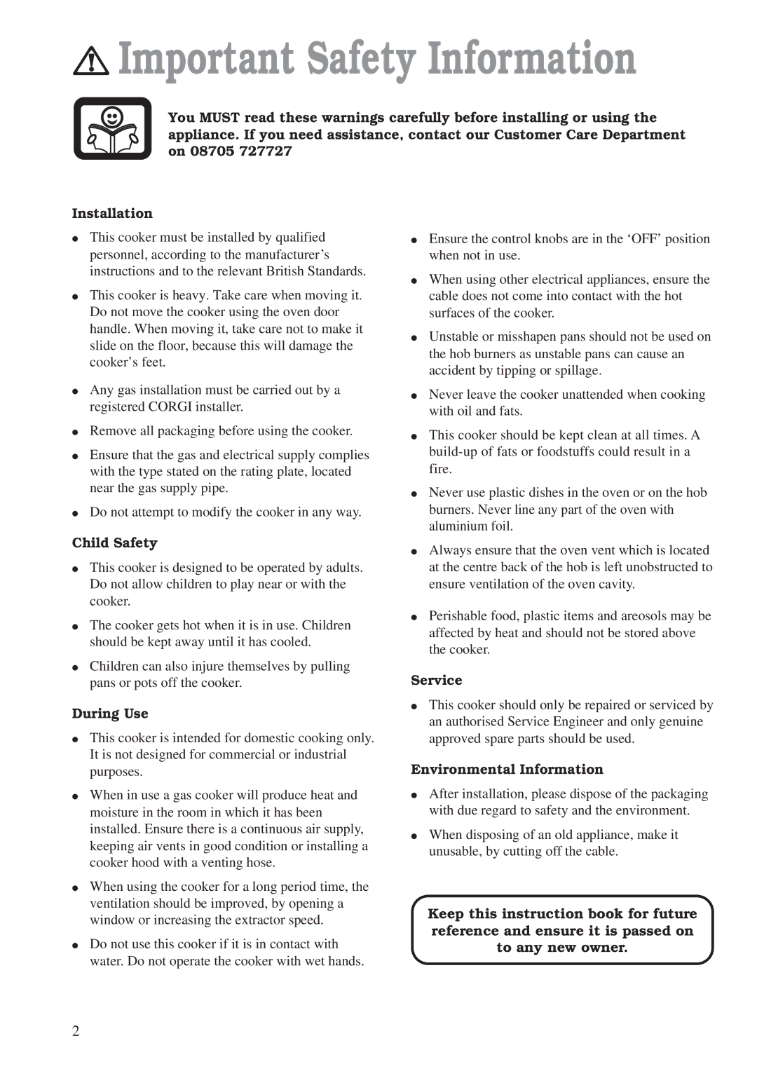 Zanussi ZCM 700 X manual Important Safety Information, Child Safety, During Use, Service, Environmental Information 