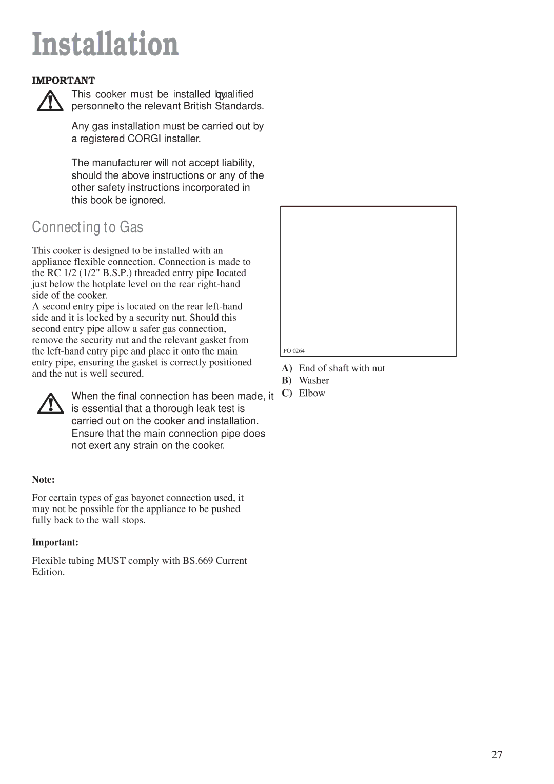 Zanussi ZCM 700 X manual Installation, Connecting to Gas 