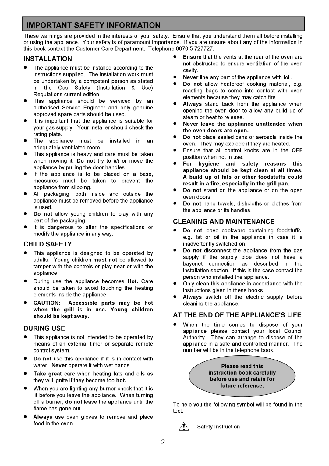 Zanussi ZCM 7701 manual Important Safety Information 