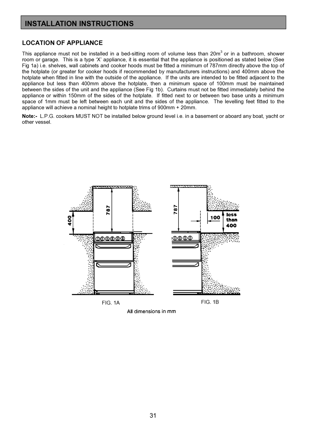 Zanussi ZCM 7901 manual Location of Appliance 