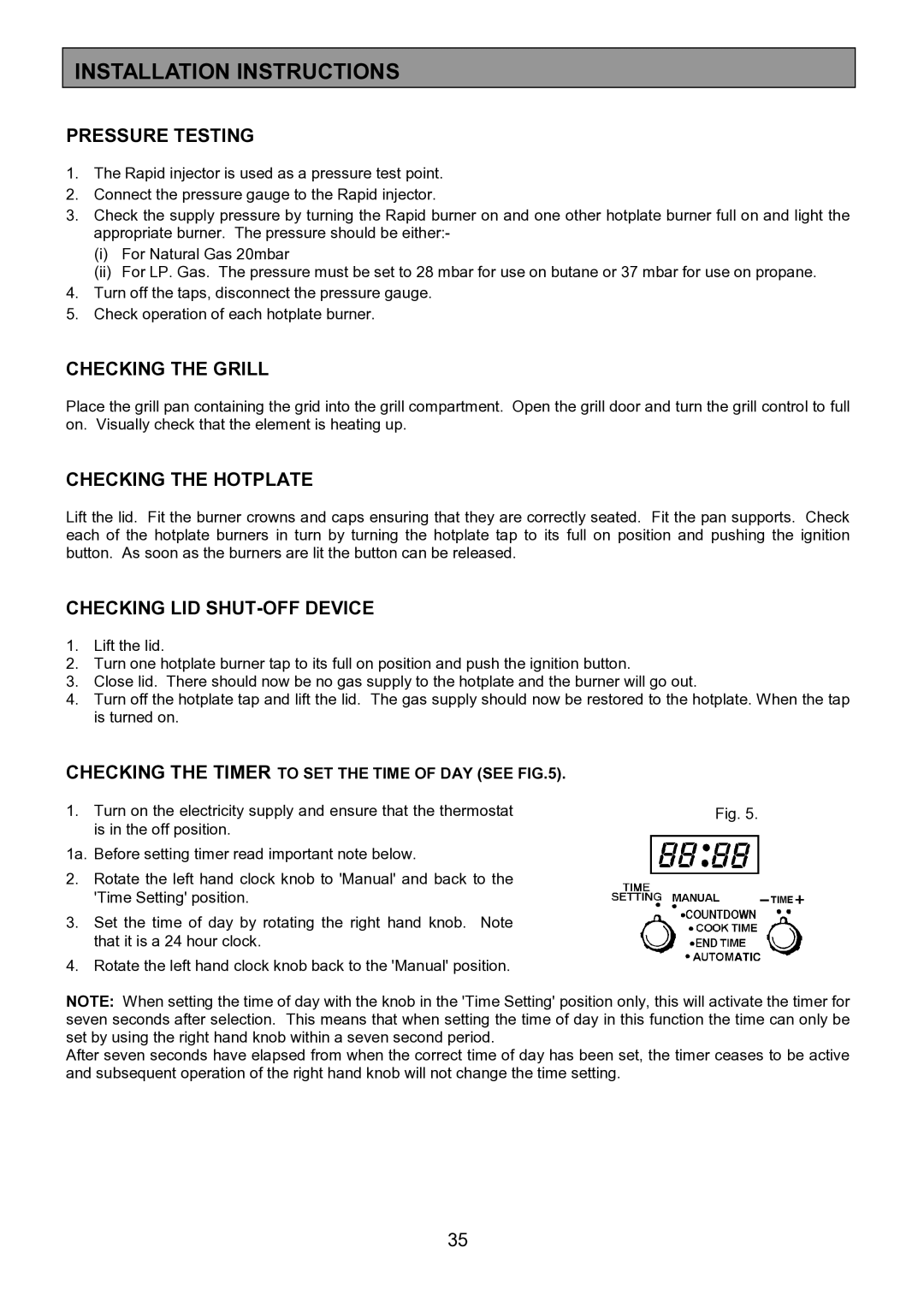 Zanussi ZCM 7901 manual Pressure Testing, Checking the Grill, Checking the Hotplate, Checking LID SHUT-OFF Device 