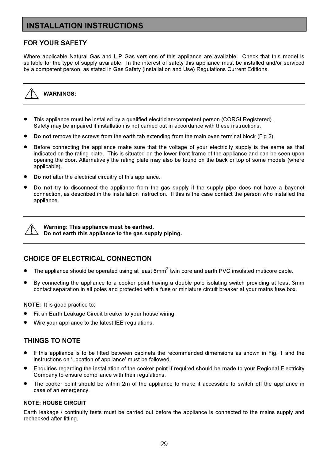 Zanussi ZCM 7902 manual Installation Instructions, For Your Safety, Choice of Electrical Connection 