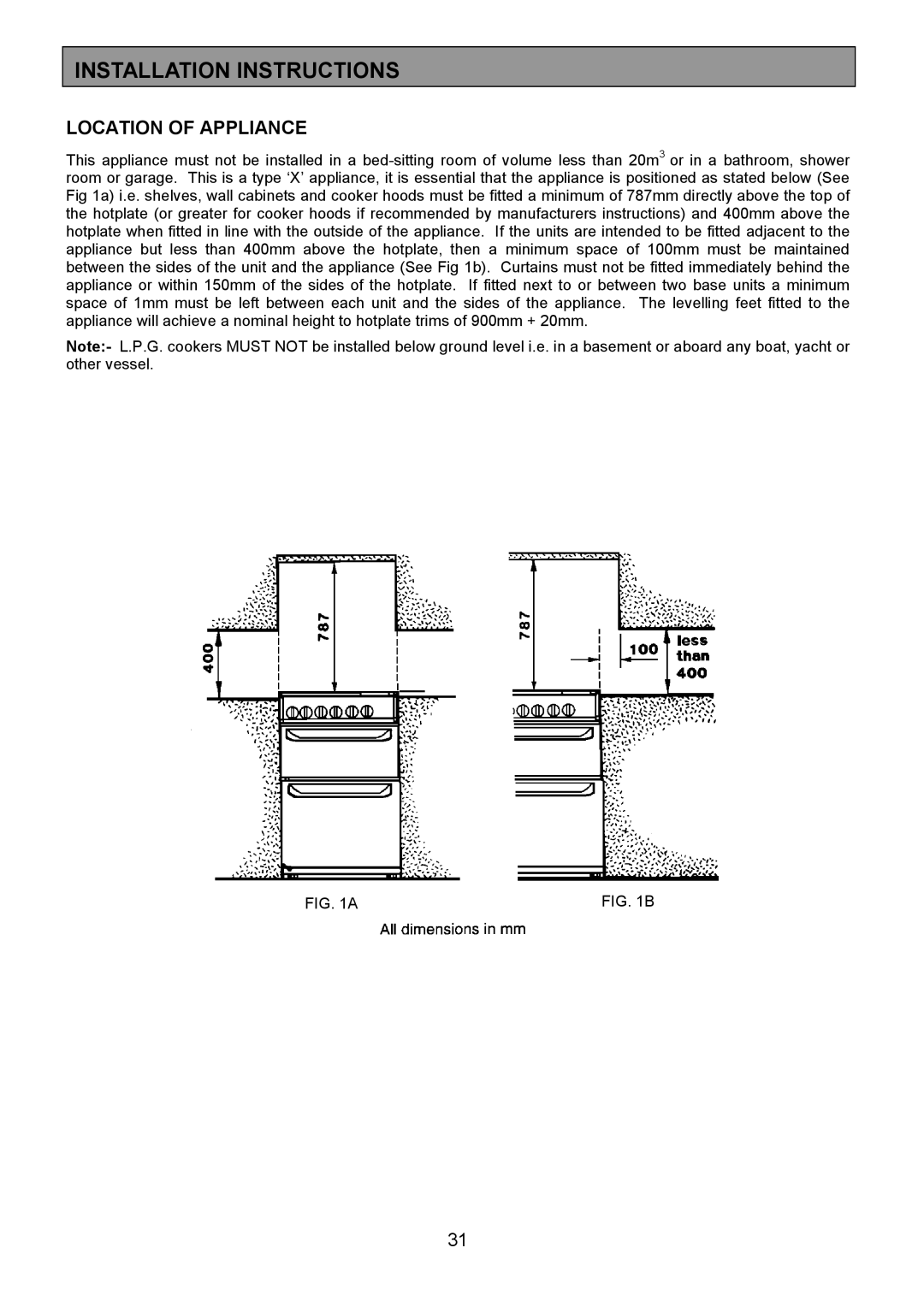 Zanussi ZCM 7902 manual Location of Appliance 