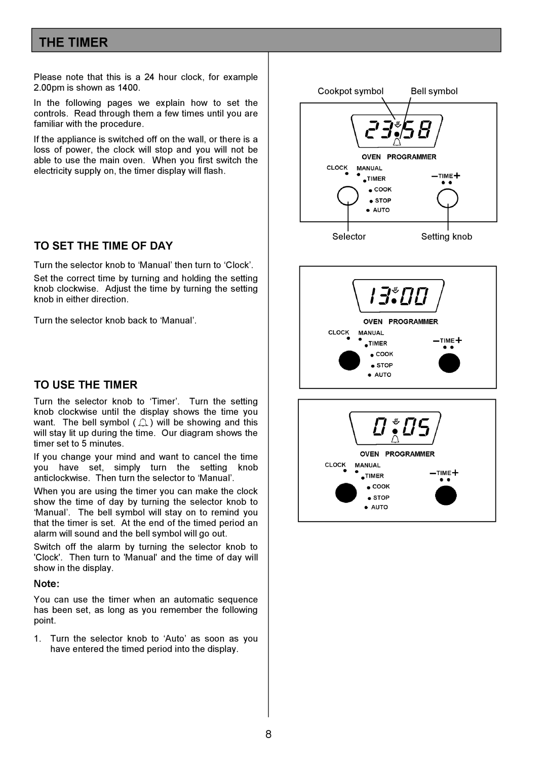 Zanussi ZCM 7902 manual To SET the Time of DAY, To USE the Timer 