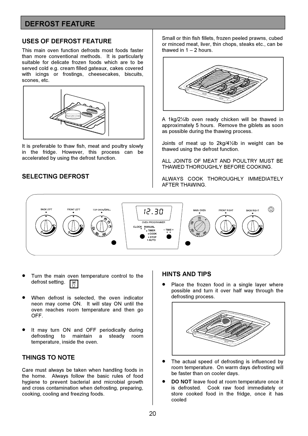 Zanussi ZCM 8021 manual Uses of Defrost Feature, Selecting Defrost 