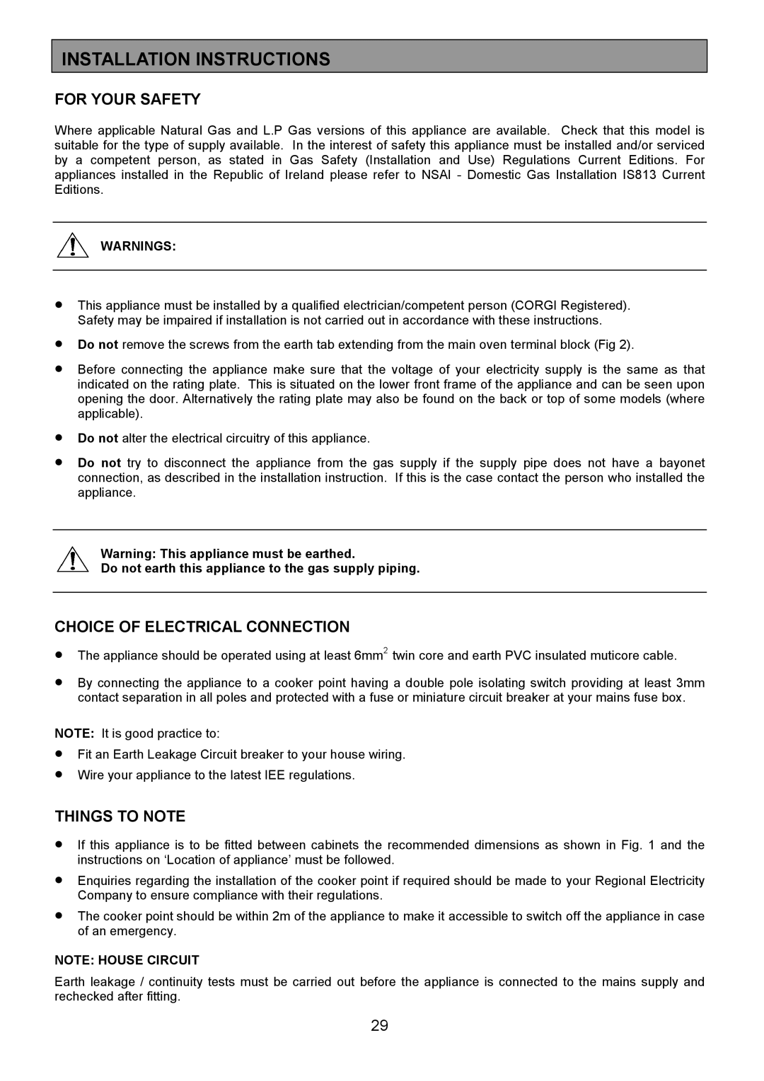 Zanussi ZCM 8021 manual Installation Instructions, For Your Safety, Choice of Electrical Connection 