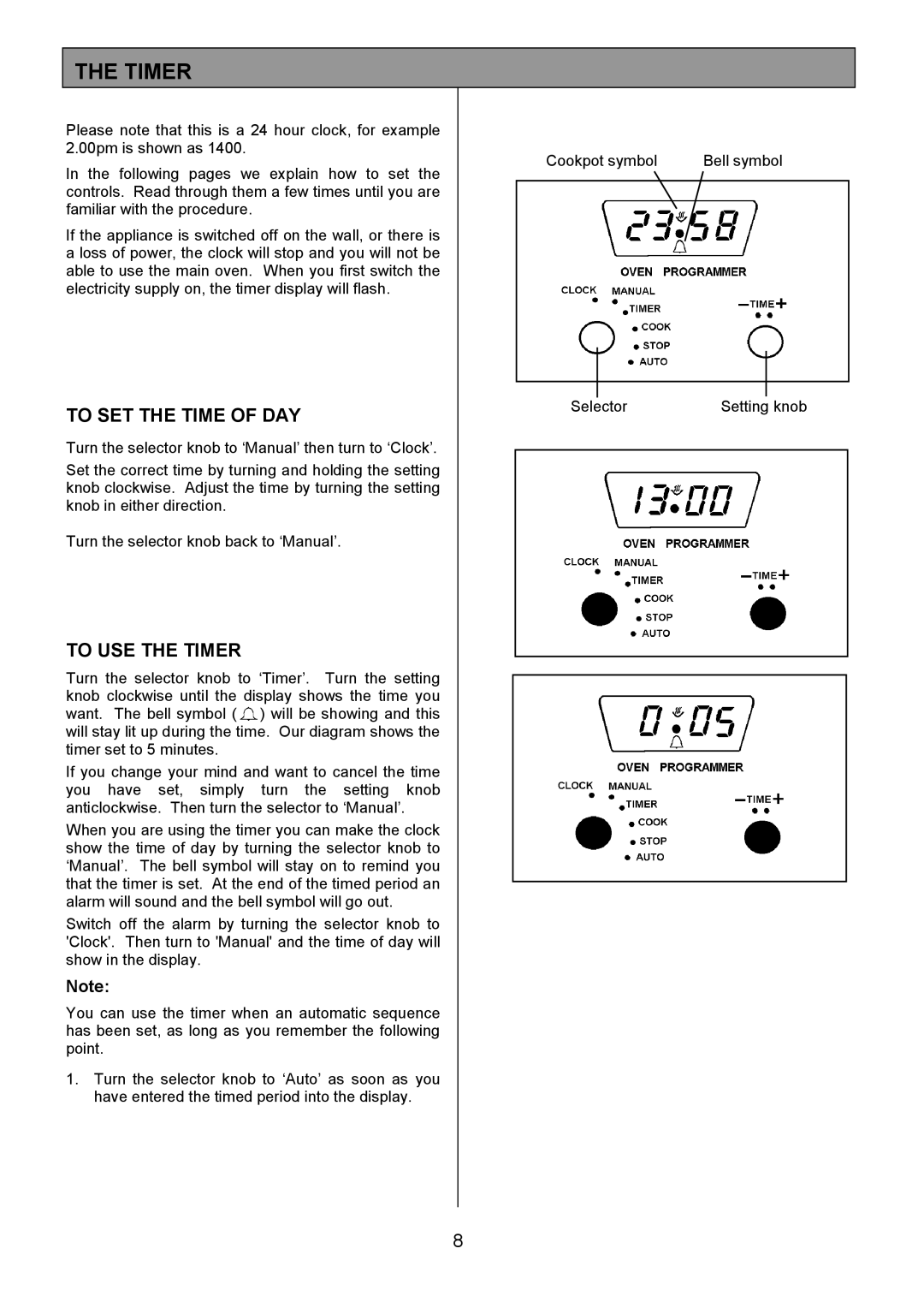 Zanussi ZCM 8021 manual To SET the Time of DAY, To USE the Timer 