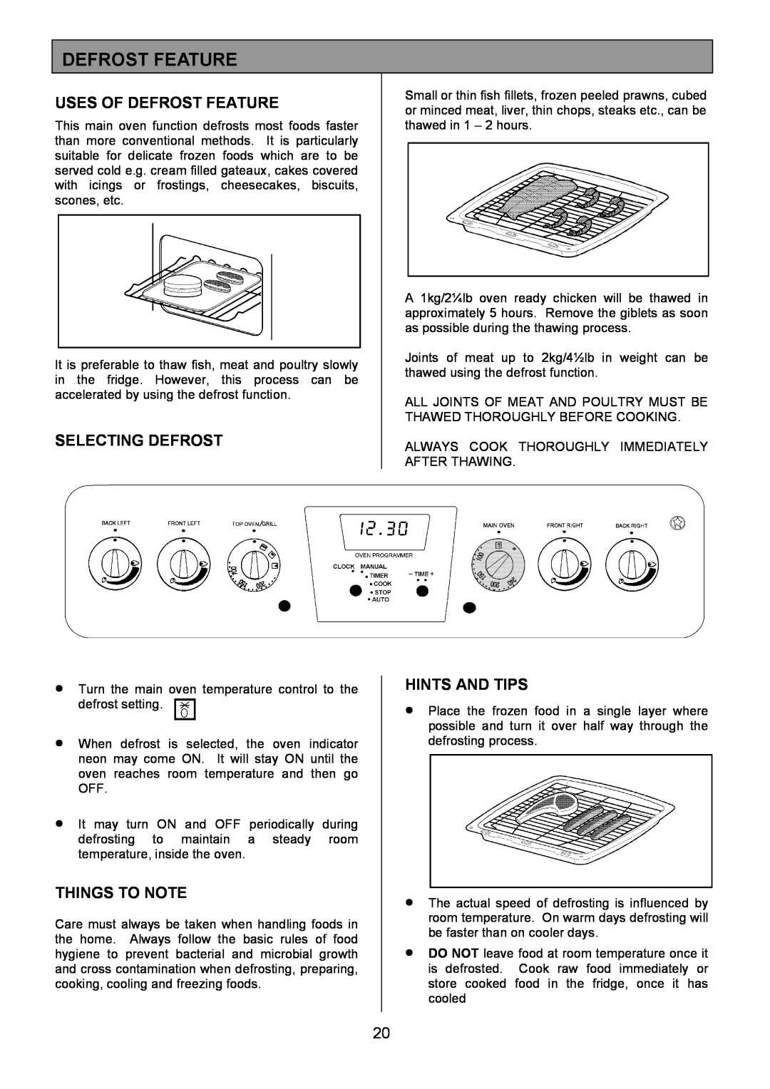 Zanussi ZCM 8021 manual Uses Of Defrost Feature, Selecting Defrost, Things To Note, Hints And Tips 