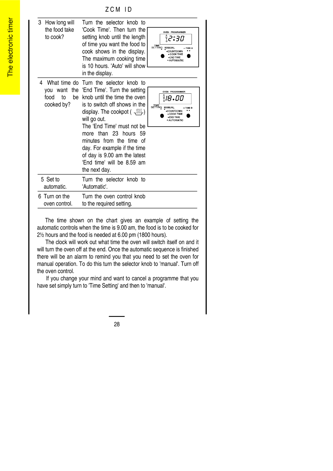 Zanussi ZCM ID manual How long will Turn the selector knob to Food take, To cook?, Display 